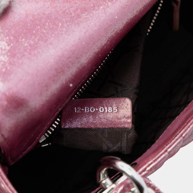Pre Owned Dior Pink Mini Iridescent Lambskin Cannage Lady Dior