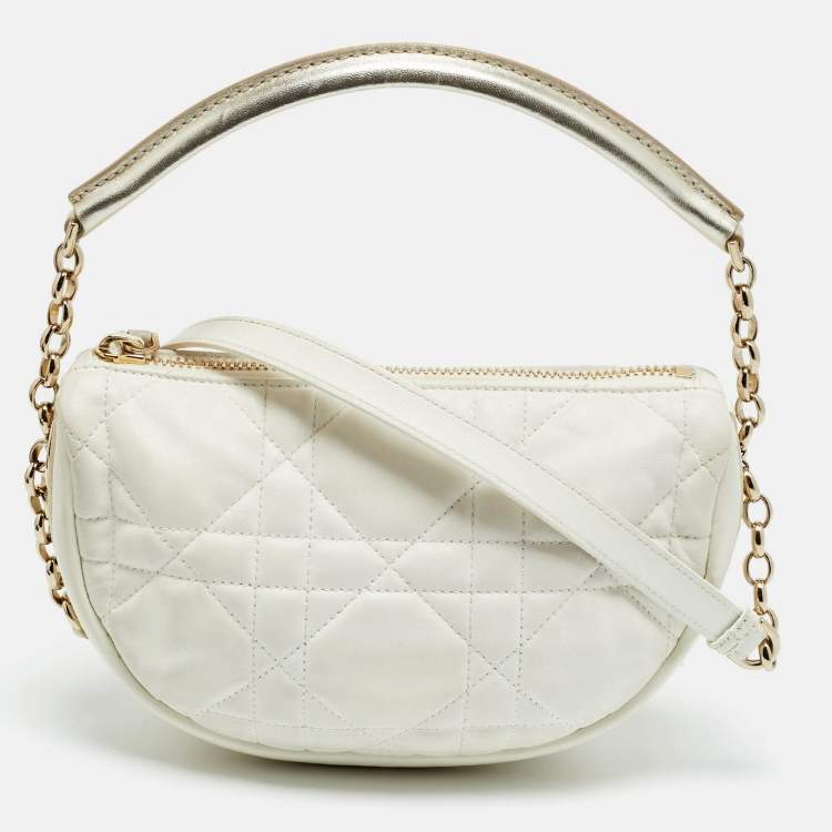 Pre Owned Dior Vibe Small White Cannage Leather Hobo