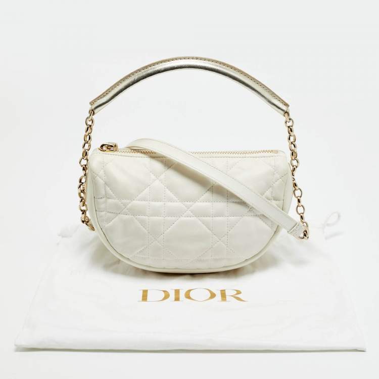 Pre Owned Dior Vibe Small White Cannage Leather Hobo