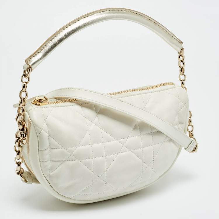 Pre Owned Dior Vibe Small White Cannage Leather Hobo