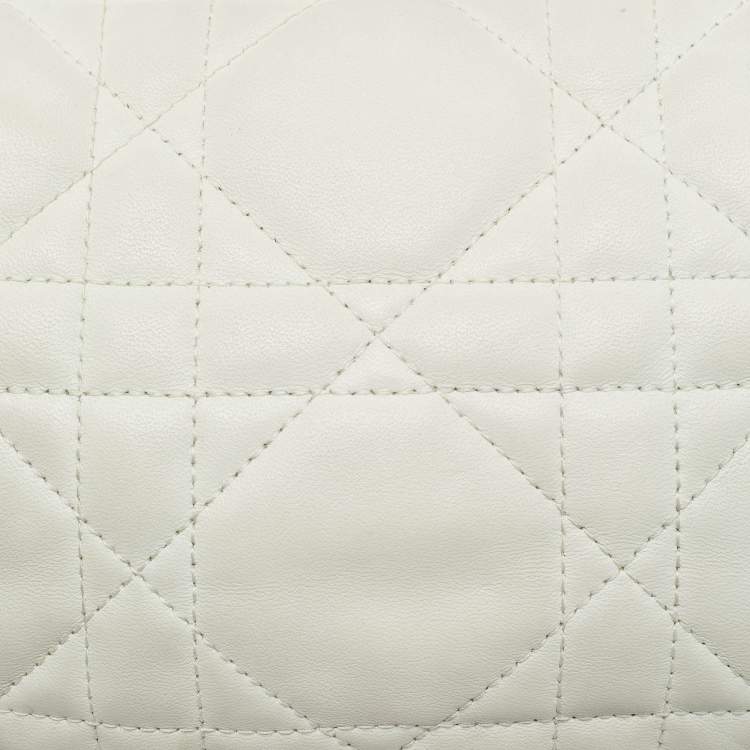 Pre Owned Dior Vibe Small White Cannage Leather Hobo