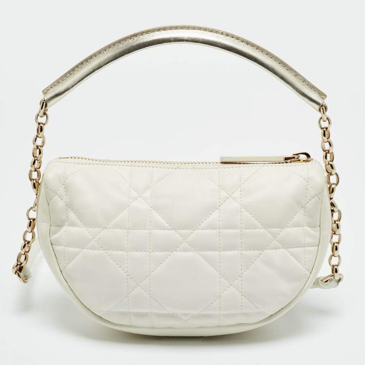 Pre Owned Dior Vibe Small White Cannage Leather Hobo