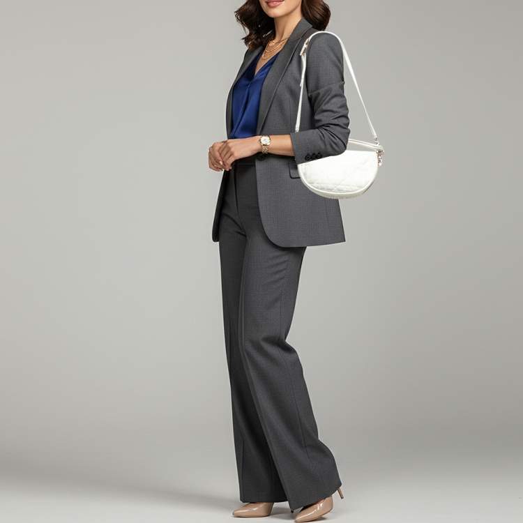 Pre Owned Dior Vibe Small White Cannage Leather Hobo