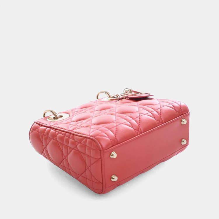 Pre Owned Christian Dior Mini Orange Lambskin Lady Dior