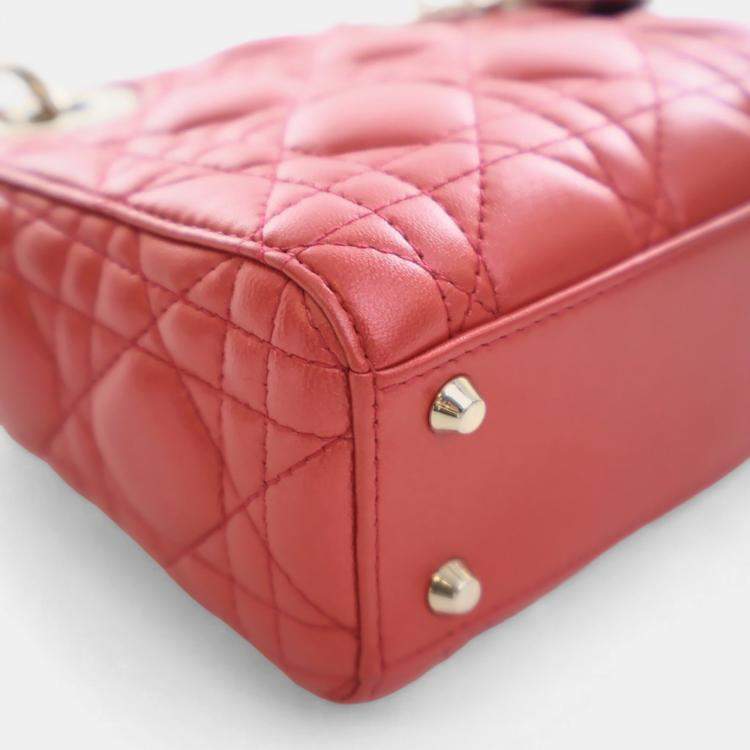 Pre Owned Christian Dior Mini Orange Lambskin Lady Dior