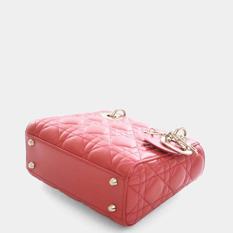 Pre Owned Christian Dior Mini Orange Lambskin Lady Dior