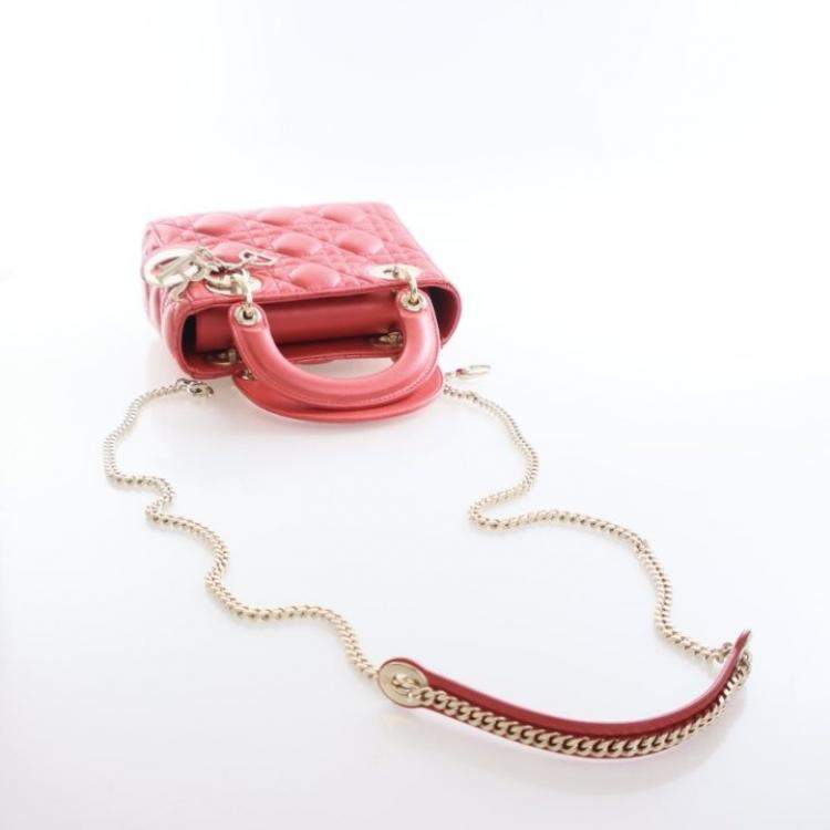 Pre Owned Christian Dior Mini Orange Lambskin Lady Dior