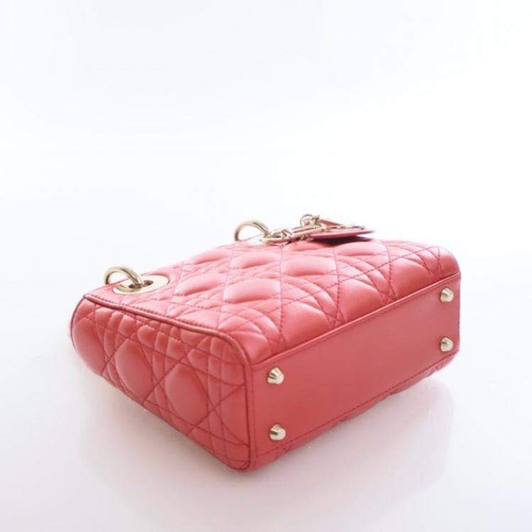 Pre Owned Christian Dior Mini Orange Lambskin Lady Dior