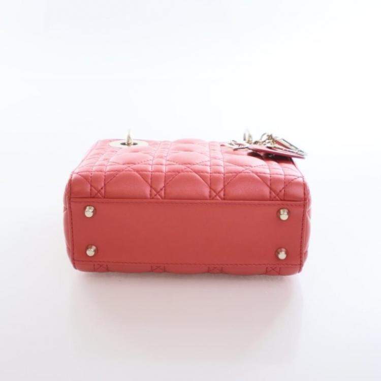 Pre Owned Christian Dior Mini Orange Lambskin Lady Dior