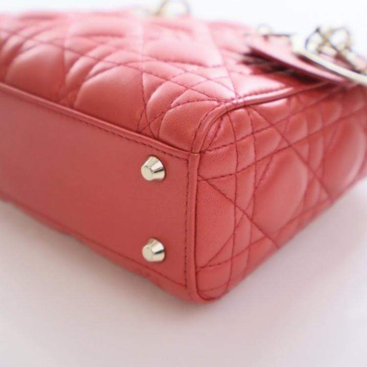 Pre Owned Christian Dior Mini Orange Lambskin Lady Dior