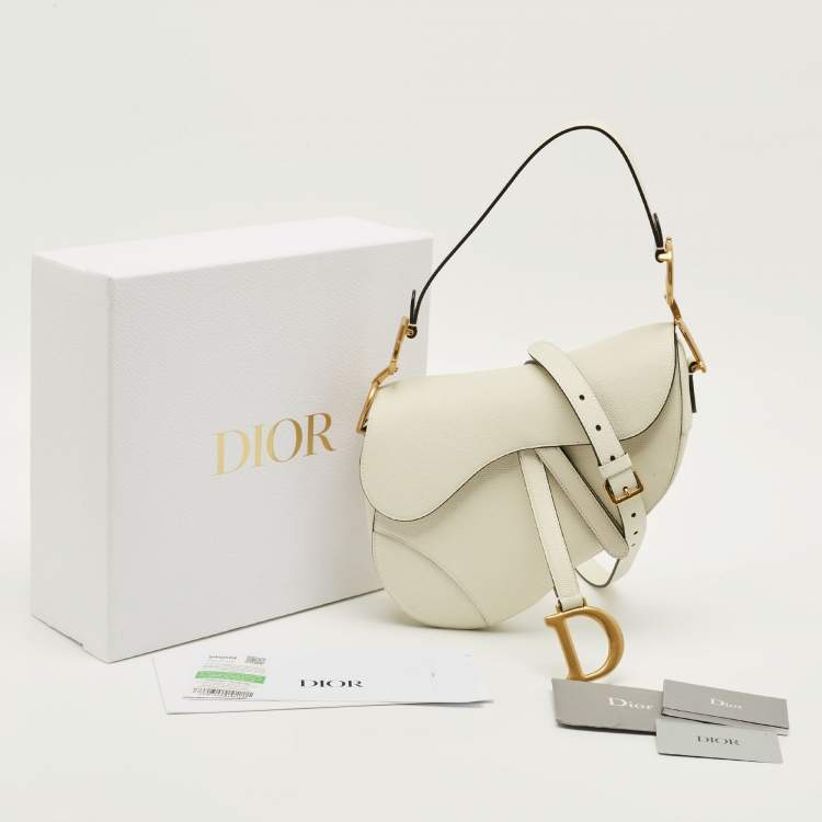 Pre Owned Dior Saddle Off White Leather Bag