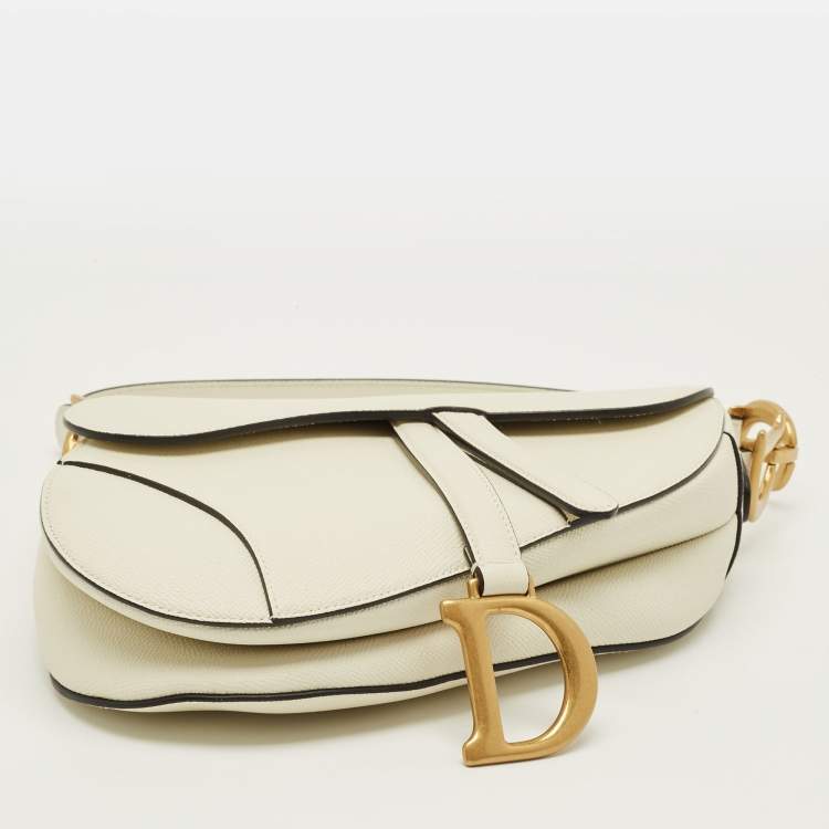 Pre Owned Dior Saddle Off White Leather Bag