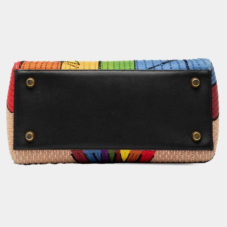 Pre Owned Dior Brown Medium Canvas Beaded and Embroidered Tarot Judgment Lady Dior