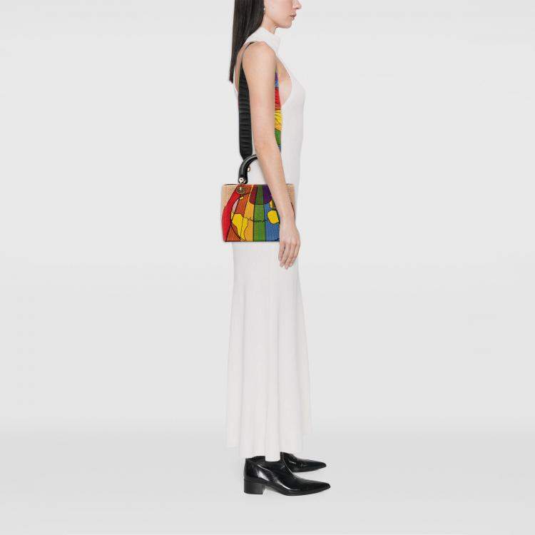 Pre Owned Dior Brown Medium Canvas Beaded and Embroidered Tarot Judgment Lady Dior