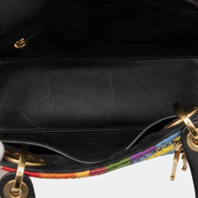 Pre Owned Dior Brown Medium Canvas Beaded and Embroidered Tarot Judgment Lady Dior