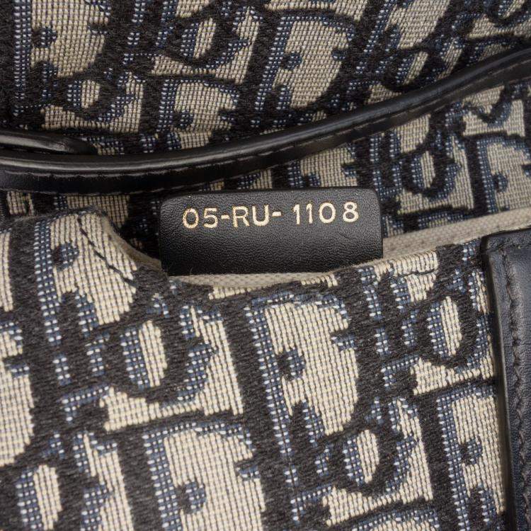 Pre Owned Dior Blue Mini Oblique Canvas Saddle Bag