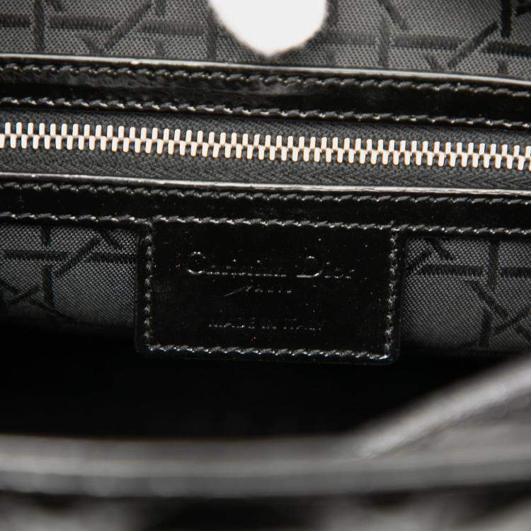 Pre Owned Dior Black Large Patent Cannage Lady Dior