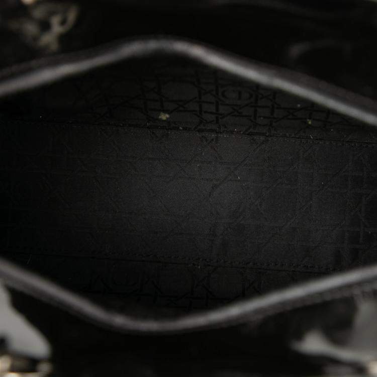 Pre Owned Dior Black Large Patent Cannage Lady Dior