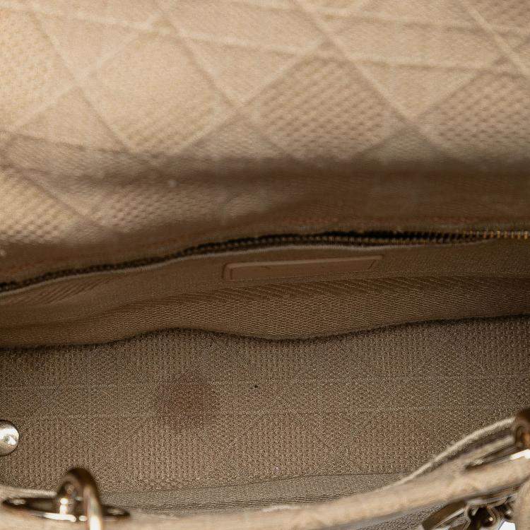 Pre Owned Dior Beige Medium Canvas Cannage Lady D Lite