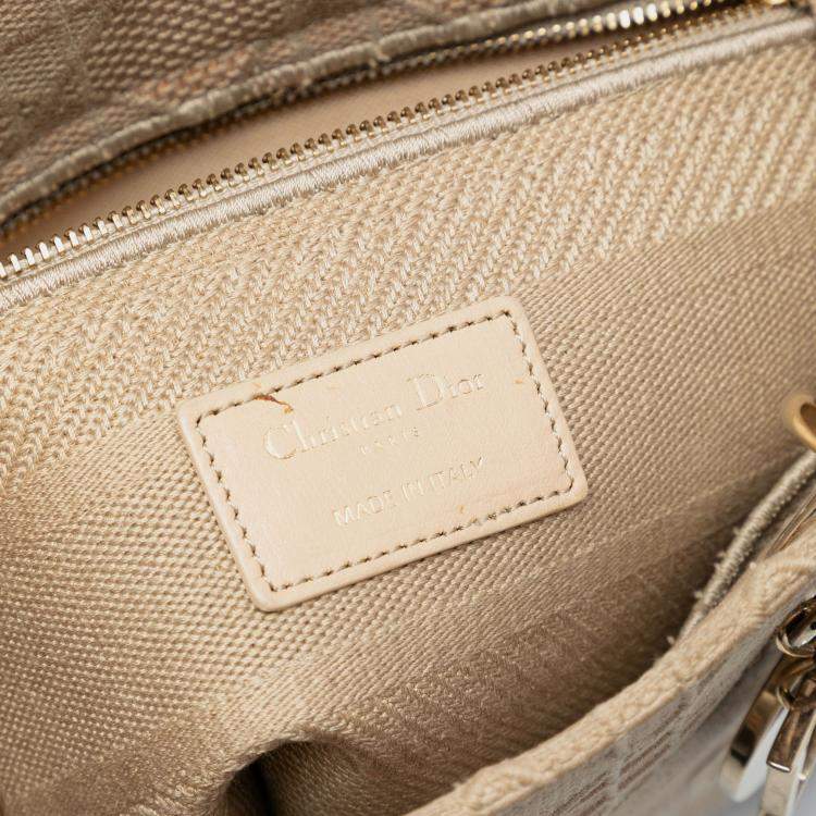 Pre Owned Dior Beige Medium Canvas Cannage Lady D Lite