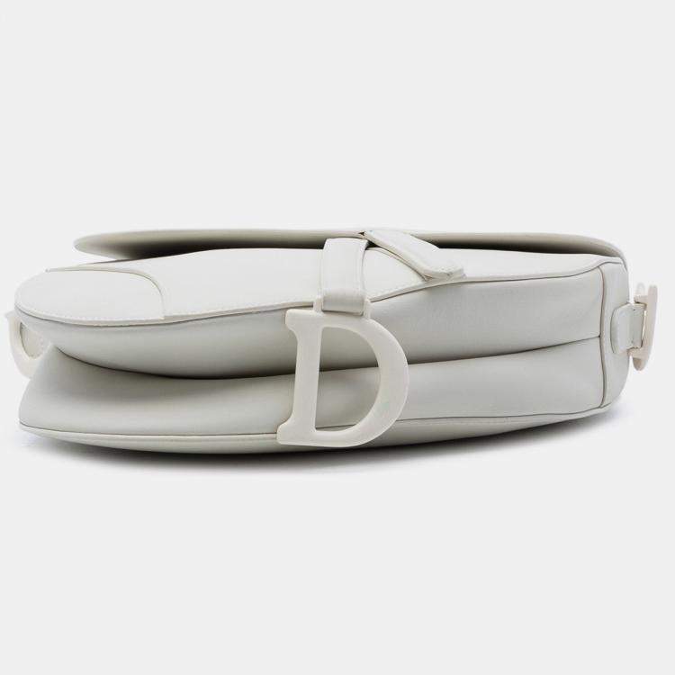 Pre Owned Dior White Ultra Matte Calfskin Saddle Bag