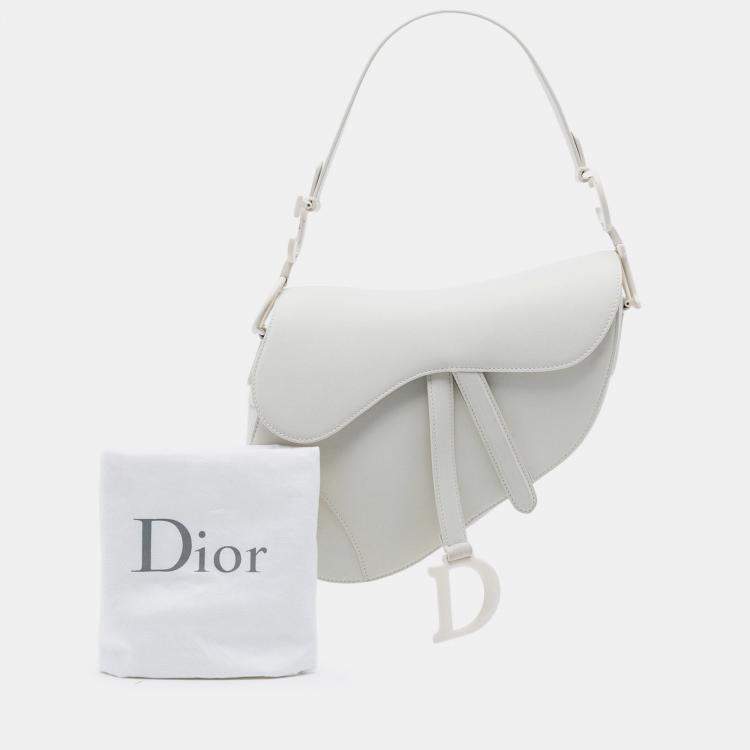 Pre Owned Dior White Ultra Matte Calfskin Saddle Bag