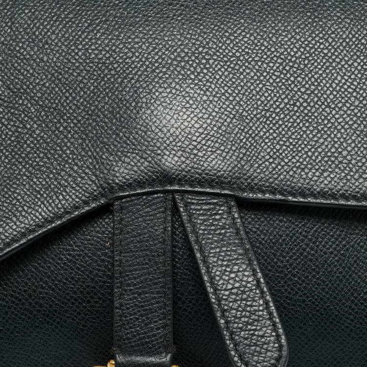 Pre Owned حقيبة كلتش سلسلة جلد أسود ديور سادل