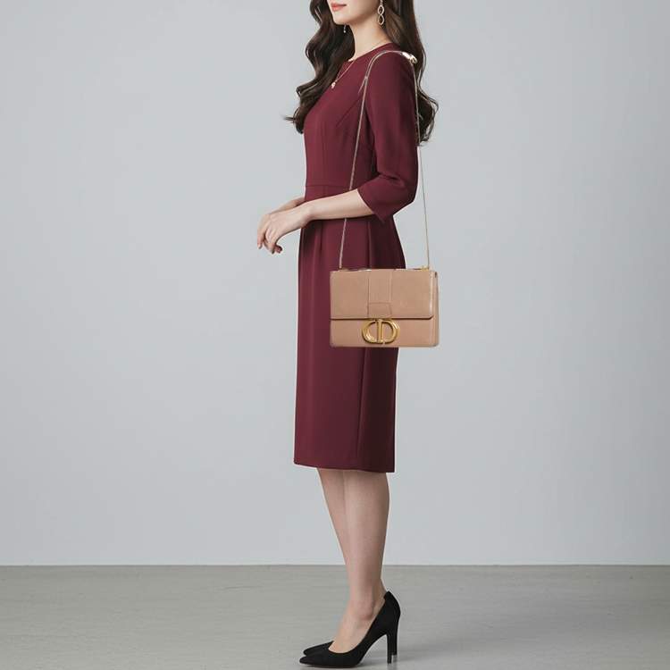 Pre Owned Dior 30 Montaigne Old Rose Leather Shoulder Bag