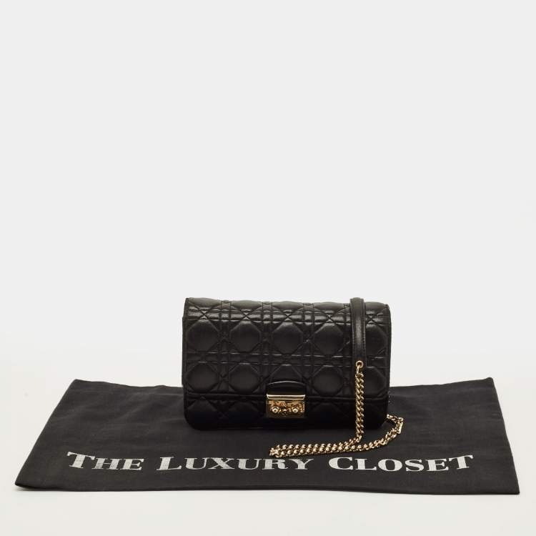 Pre Owned Dior Miss Dior Promenade Black Cannage Leather Chain Bag
