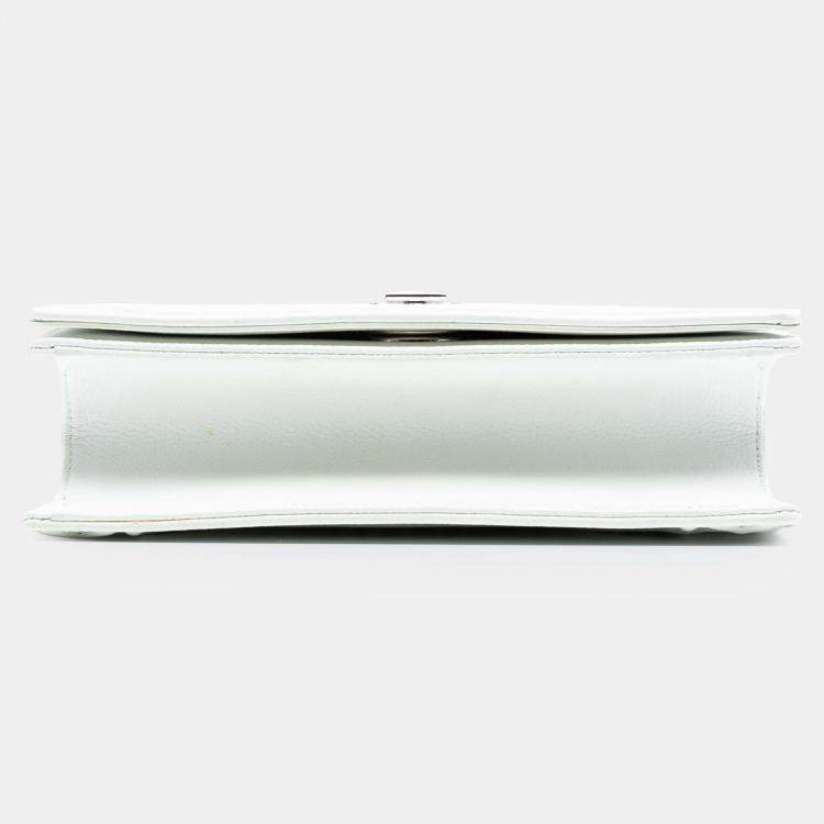 Pre Owned Dior White Small Grained Calfskin Diorama Flap