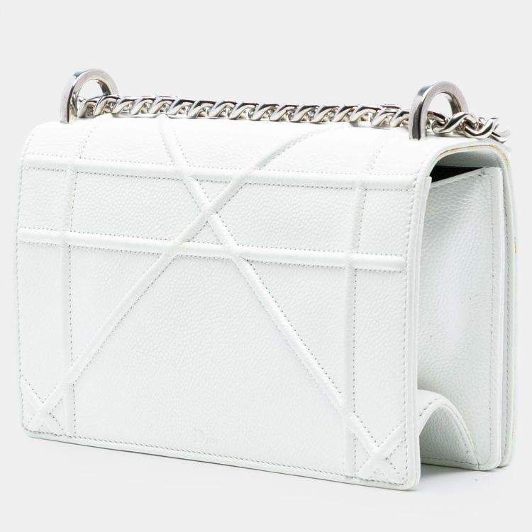 Pre Owned Dior White Small Grained Calfskin Diorama Flap