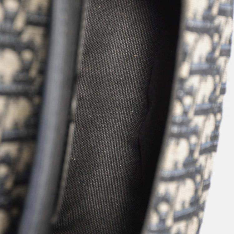 Pre Owned Christian Dior Navy Blue Oblique Jacquard Medium 'Bobby' Crossbody Bag