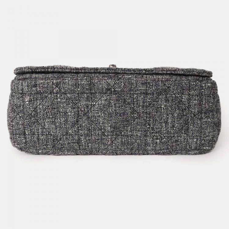 Pre Owned Christian Dior 2022 Grey Tweed Medium Caro Bag