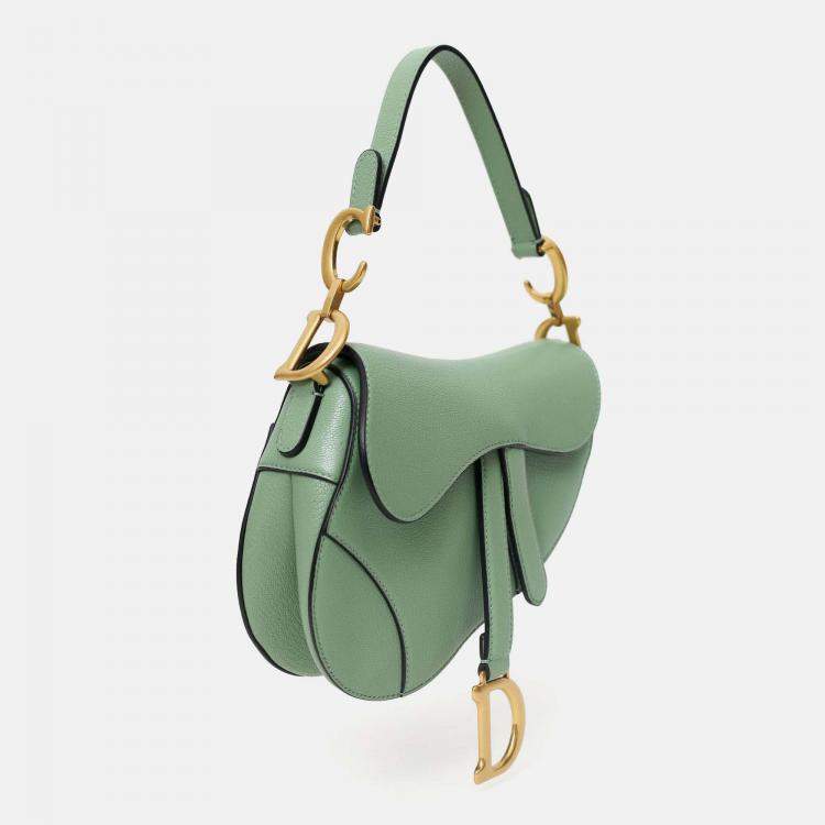 مملوكة مسبقًا Christian Dior 2020 Green Leather Mini Saddle Bag
