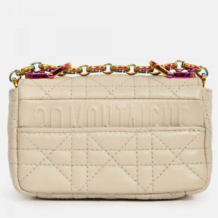 Pre Owned Christian Dior 2022 Beige Cannage Micro Caro Bag