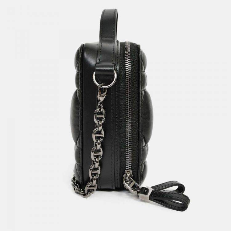 Pre Owned Christian Dior Black Puff Cannage Zip Around Chain 'Caro Box' Bag