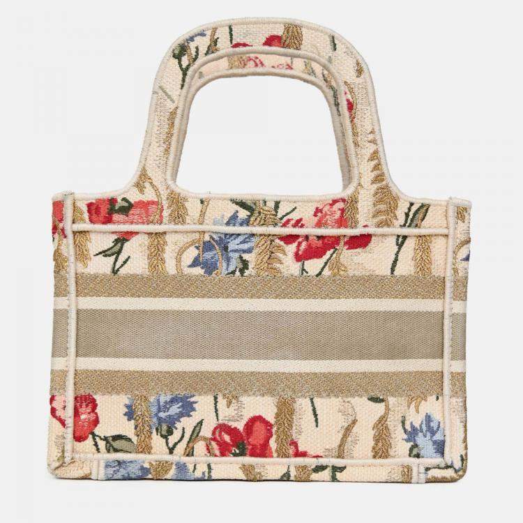 Pre Owned Christian Dior 2020 Canvas Mini Hibiscus Book Tote