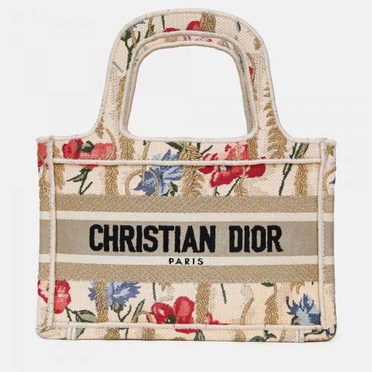 Pre Owned Christian Dior 2020 Canvas Mini Hibiscus Book Tote