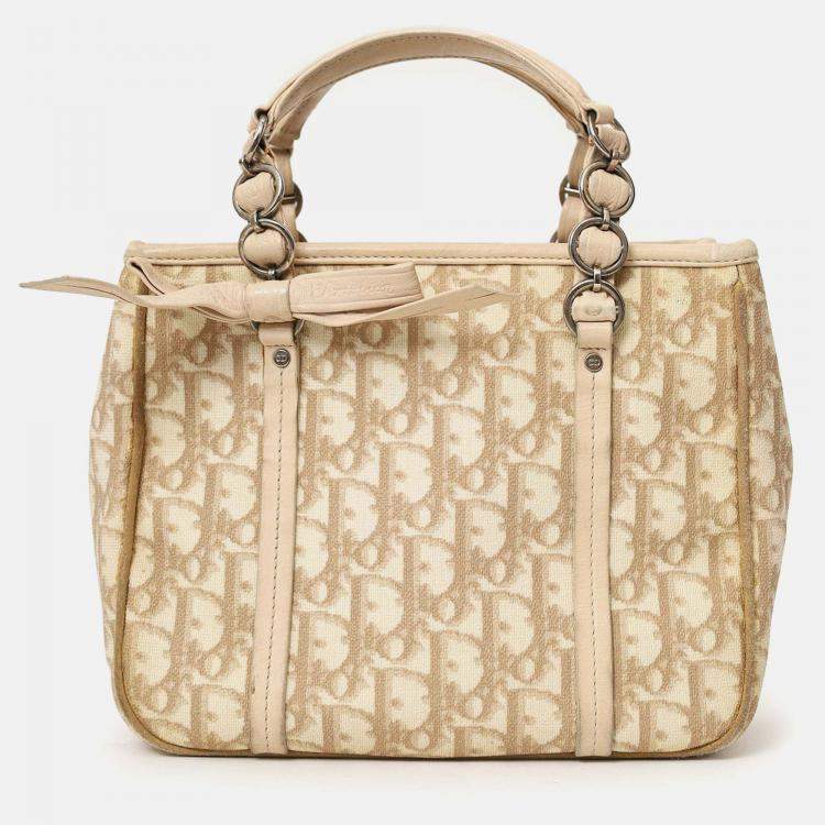 Pre Owned Christian Dior Beige Diorissimo Romantique Tote Bag