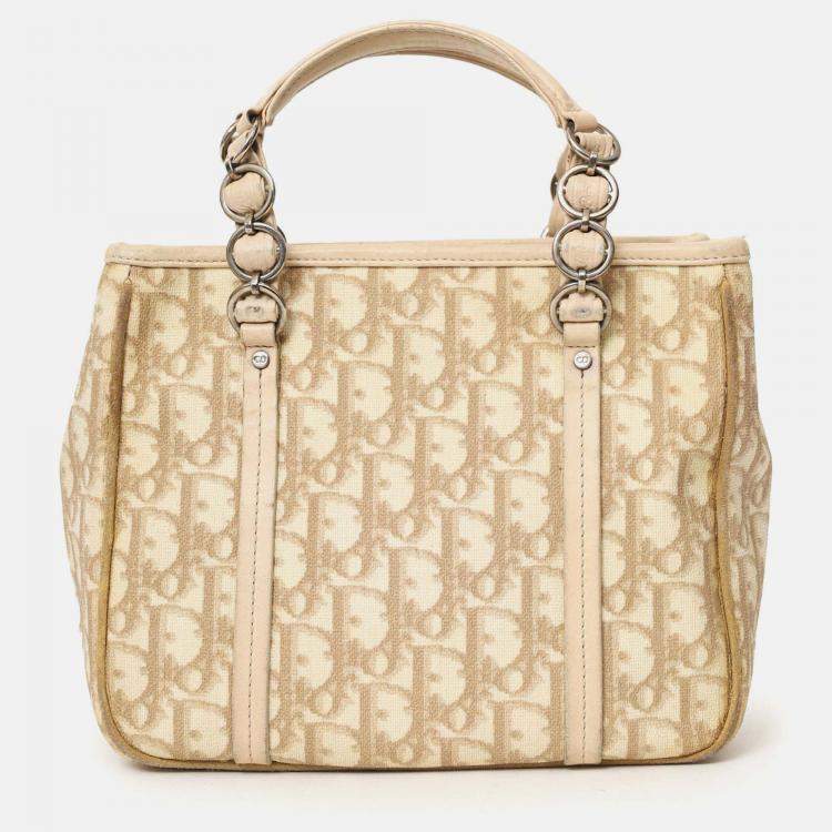 Pre Owned Christian Dior Beige Diorissimo Romantique Tote Bag