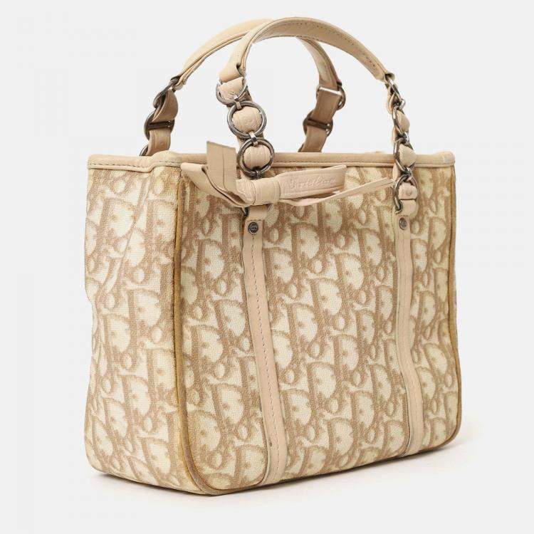 Pre Owned Christian Dior Beige Diorissimo Romantique Tote Bag