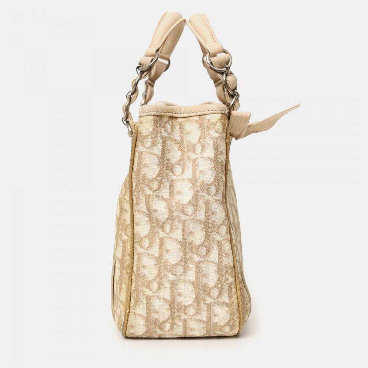 Pre Owned Christian Dior Beige Diorissimo Romantique Tote Bag