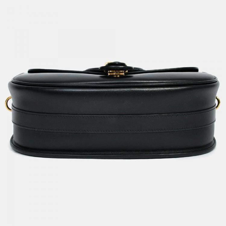 Pre Owned Christian Dior Black Leather Large Bobby Oblique Canvas Strap Crossbody Bag