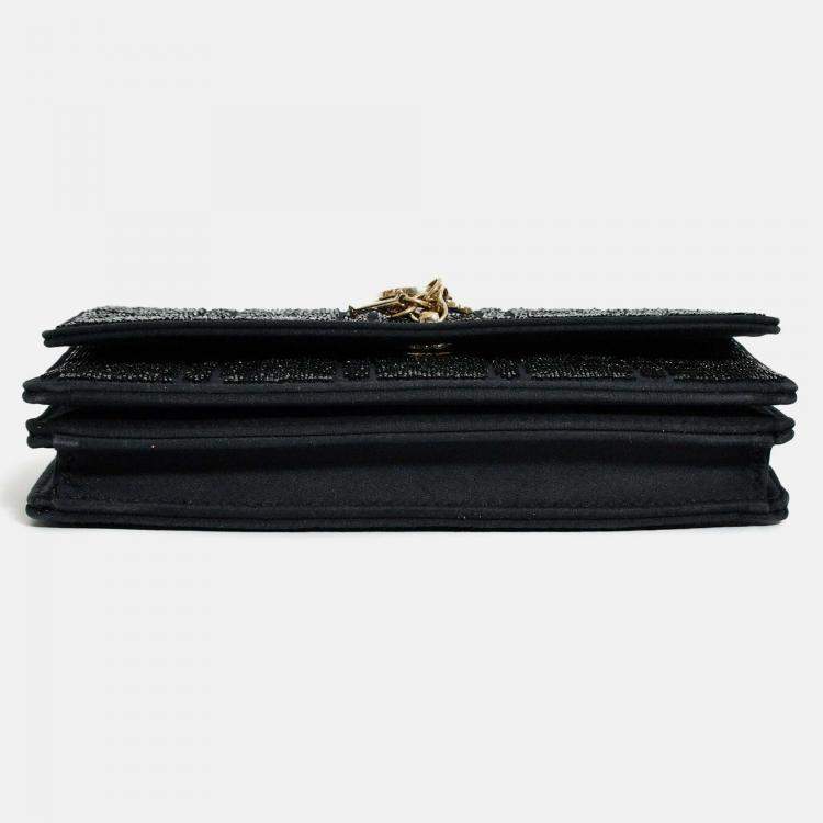 Pre Owned Christian Dior 2023 Black Bead Embellished My Dior Mini Bag with Chain