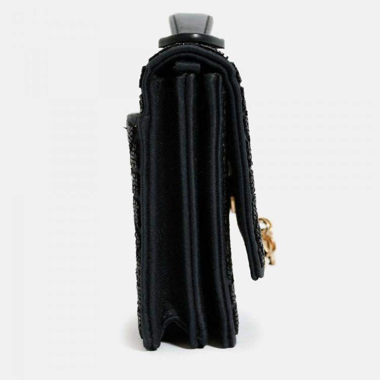 Pre Owned Christian Dior 2023 Black Bead Embellished My Dior Mini Bag with Chain