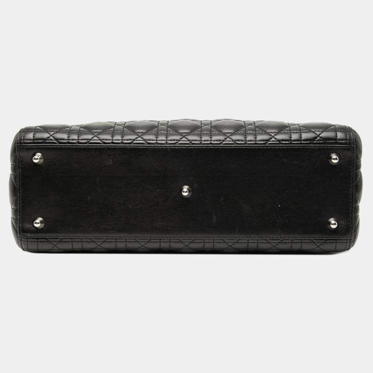 Pre Owned Dior Black Large Lambskin Cannage Lady Dior