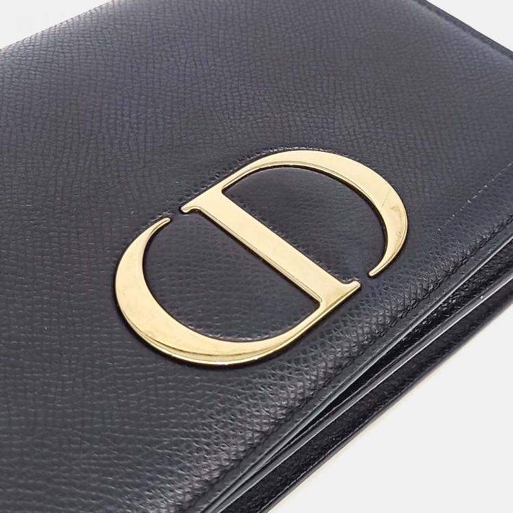 Pre Owned Dior Black Leather 30 Montaigne Two-In-One Pouch Bag