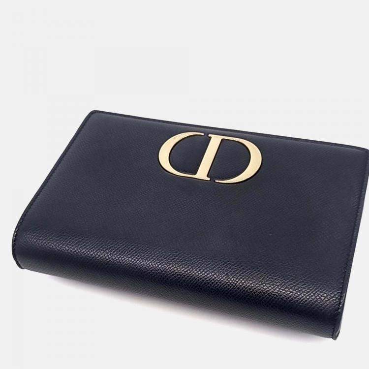 Pre Owned Dior Black Leather 30 Montaigne Two-In-One Pouch Bag