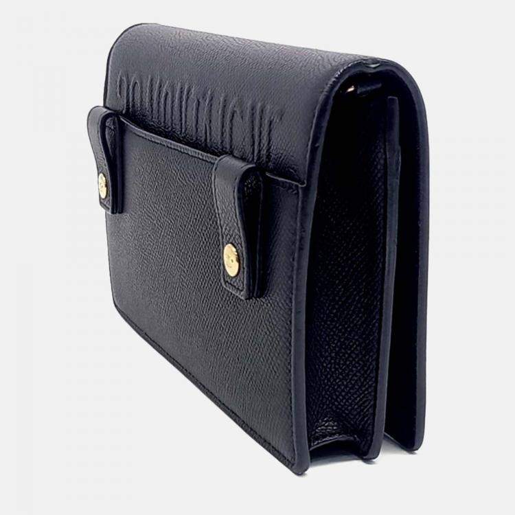 Pre Owned Dior Black Leather 30 Montaigne Two-In-One Pouch Bag