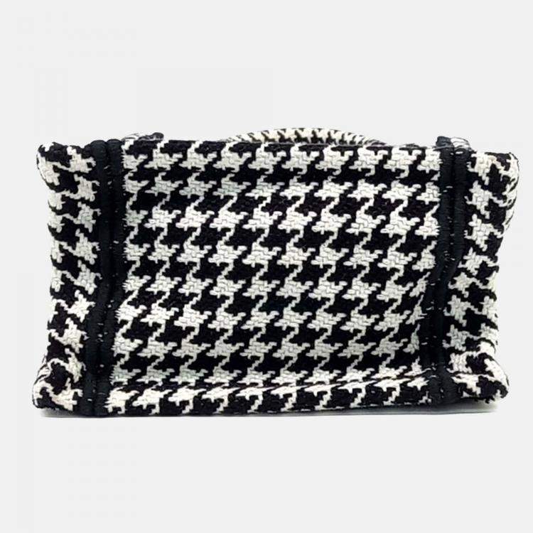 Pre Owned Dior Black White Fabric Book Tote Mini Phone Bag